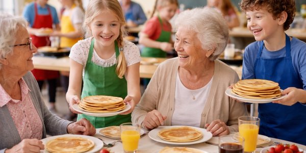 Foto: Vier basisscholen in Heeze-Leende bakken pannenkoeken voor ouderen